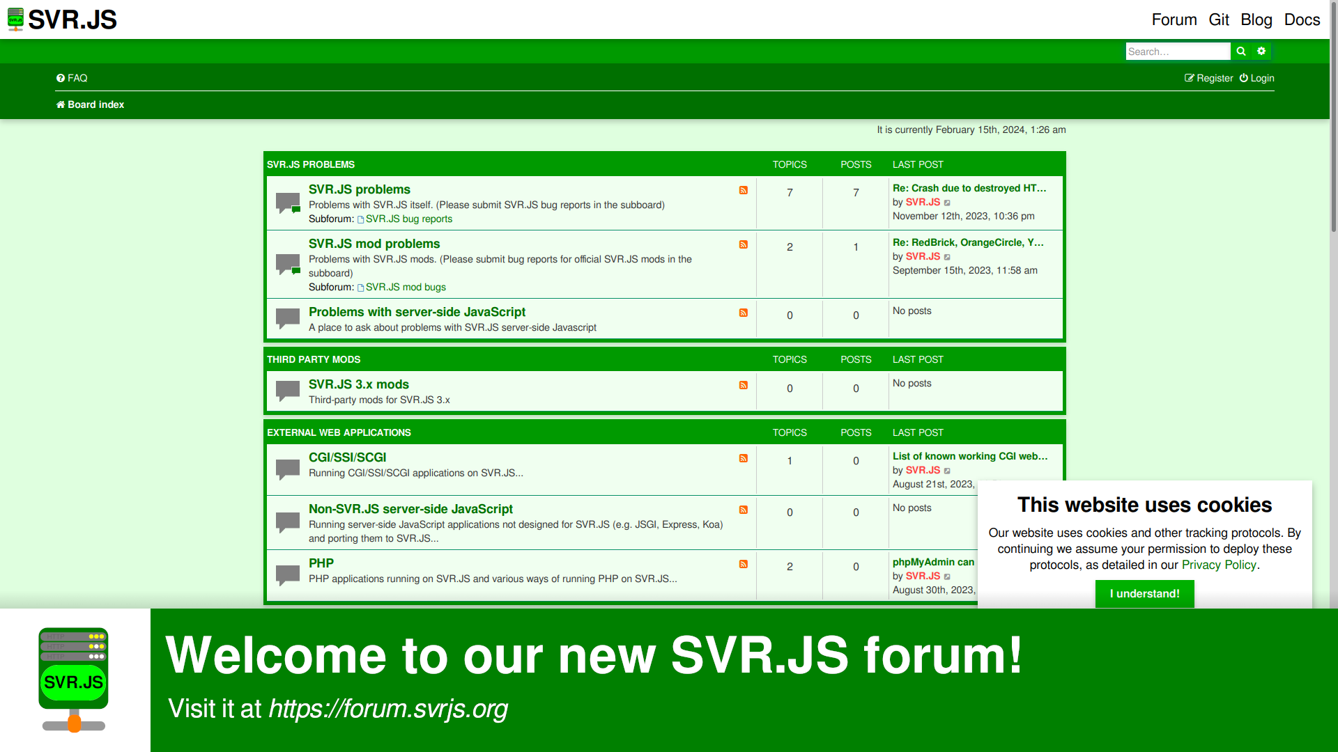 Welcome to our new SVR.JS forum!